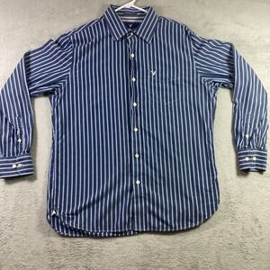 American Eagle Outfitters Shirt Men Large Blue Striped Vintage Fit Button Up LS